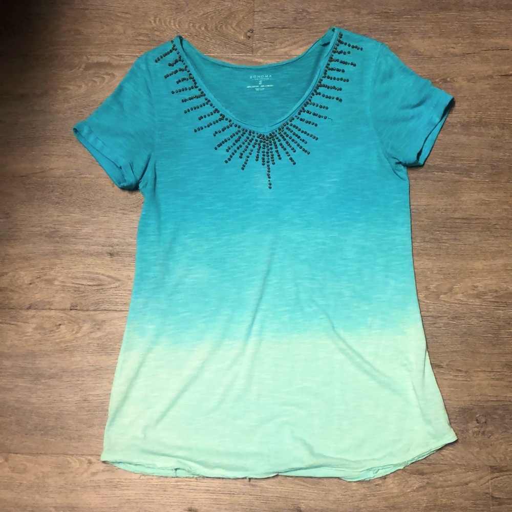 SONOMA short sleeve beaded ombre tee